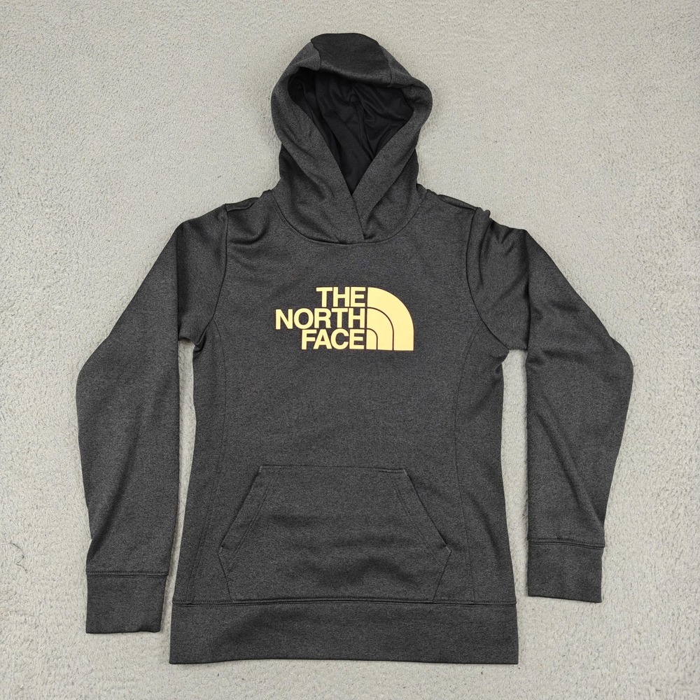 The North Face Hoodie Womens Small Gray Fleece Pullover Logo Kangaroo Pocket